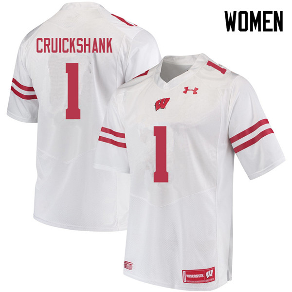 Women #1 Aron Cruickshank Wisconsin Badgers College Football Jerseys Sale-White